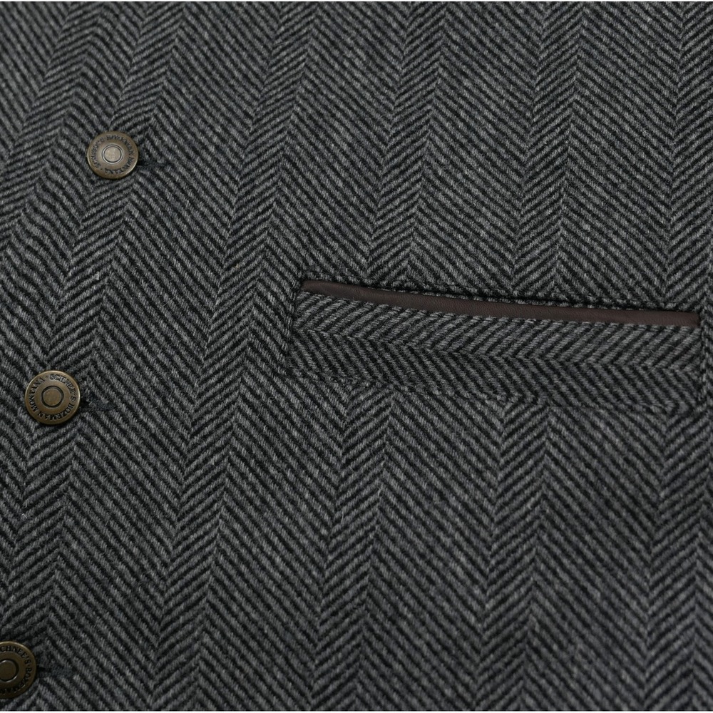 Schnees Wool Tweed Vest Mens XL Tall Herringbone Bozeman Montana USA Gray - Picture 5 of 8